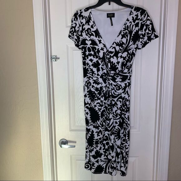 LAUNDRY BY SHELLI SEGAL Dress Size 4 Black and White Form Fitting - Picture 1 of 9